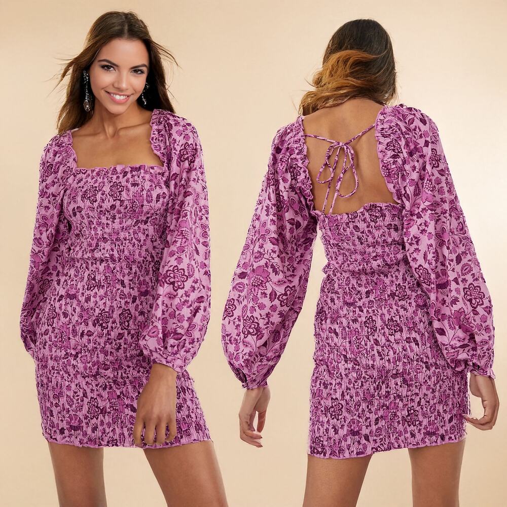 NWT Free People Smock It To Me Mini Dress Sz XS Azalea Combo